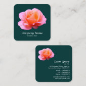 Carte De Visite Carré Rose rose - Vert foncé (Devant / Derrière)