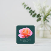 Carte De Visite Carré Rose rose - Vert foncé (Debout devant)