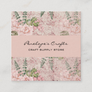 Carte de visite Carré rose Shabby