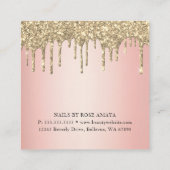 Carte De Visite Carré Rose tendance Parties scintillant or ongle polonai (Dos)