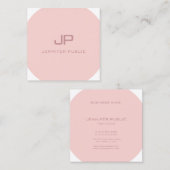Carte De Visite Carré Rose vif Blanc moderne Monogramme Modèle tendance (Devant / Derrière)