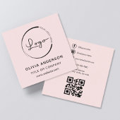 Carte De Visite Carré Rose vif moderne avec code QR Médias sociaux