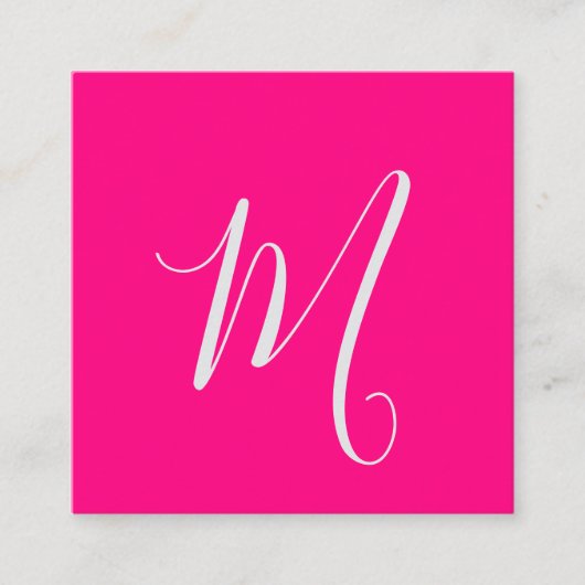 Carte De Visite Carré rose vif - monogramme chic (Devant)