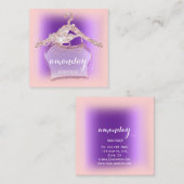 Carte De Visite Carré Rose violet cintre de mode Boutique (Devant / Derrière)