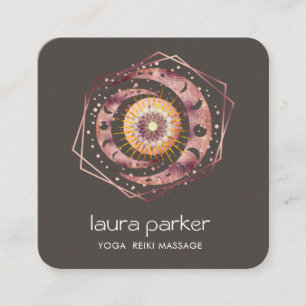 Carte De Visite Carré Rosegold croissant Lune Mystique Lotus Oeil Célest