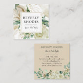 Carte De Visite Carré Roses d'aquarelle (Devant / Derrière)