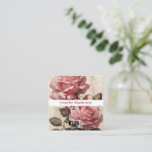 Carte De Visite Carré Roses vintages assez rose (Debout devant)