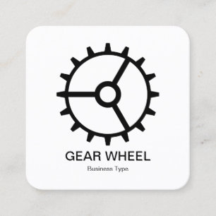 Carte De Visite Carré Roue d'engrenage 01 - Noir sur blanc
