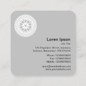 Carte De Visite Carré Roue d'engrenage 04 - Blanc sur noir (Dos)