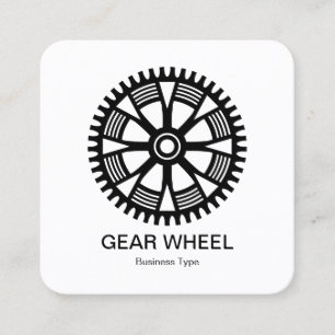 Carte De Visite Carré Roue d'engrenage 05 - Noir sur blanc