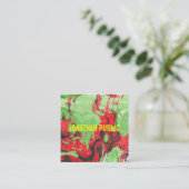 Carte De Visite Carré Rouge Et Vert Art Abstrait Moderne Élégant Modèle (Debout devant)