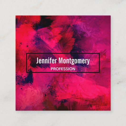 Carte De Visite Carré Rouge foncé et violet Gras & Abstrait moderne (Devant)