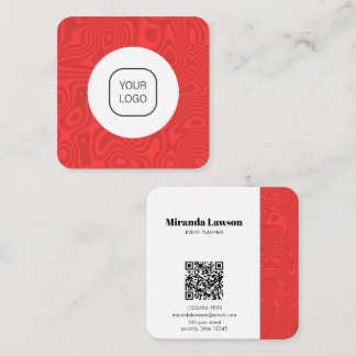 Carte De Visite Carré Rouge Grenat Minimaliste