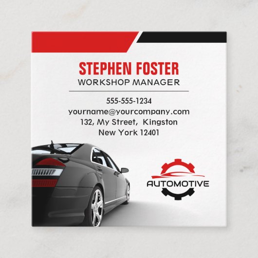 Carte De Visite Carré Rouges Automobile Réparation Automobile Pièces aut (Devant)