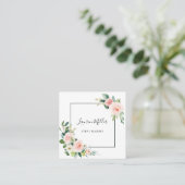 Carte De Visite Carré Rougissent l'aquarelle rose de fleur florale (Debout devant)