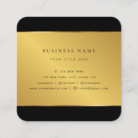 Carte De Visite Carré Royal Luxury Gold Round Abstrait & Agate Monogramm (Dos)