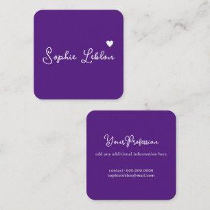 Carte De Visite Carré Royal-Purple Calligraphie Fille Romantique