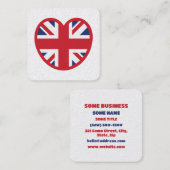 Carte De Visite Carré Royaume-Uni Union Jack Flag Heart (Devant / Derrière)