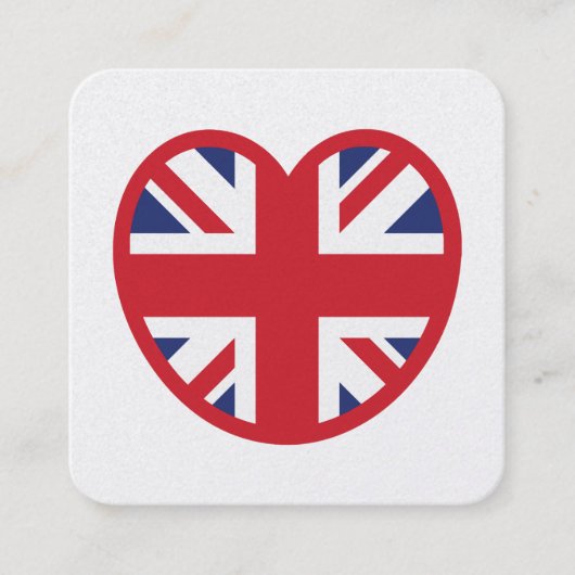 Carte De Visite Carré Royaume-Uni Union Jack Flag Heart (Devant)