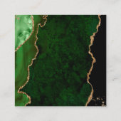 Carte De Visite Carré RSVP Site Web Green Agate Gold Parties scintillant (Dos)