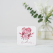 Carte de visite Carré Ruby Heart and Flowers (Debout devant)