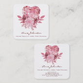 Carte de visite Carré Ruby Heart and Flowers (Devant / Derrière)
