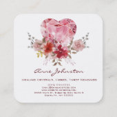 Carte de visite Carré Ruby Heart and Flowers (Dos)