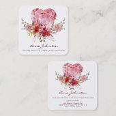 Carte de visite Carré Ruby Heart and Flowers (Devant / Derrière)