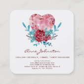 Carte De Visite Carré Ruby Heart Boho Floral Aquarelle (Dos)