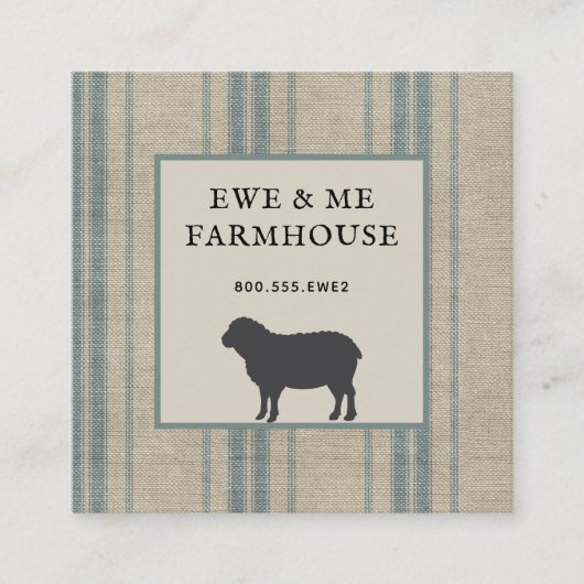 Carte De Visite Carré Russe Agritourisme Style Mouton Ticking (Devant)