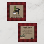 Carte De Visite Carré Rustic Buffalo Plaid Cabine Lodge Style (Devant / Derrière)