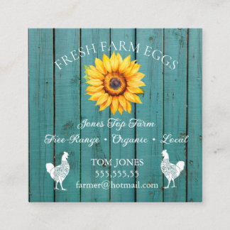 Carte De Visite Carré Rustic Chicken Egg Farmer Business Card | Poultry 