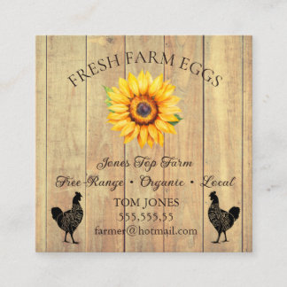Carte De Visite Carré Rustic Chicken Egg Farmer Business Card | Poultry 