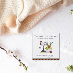 Carte De Visite Carré Rustic Country Chicken Rooster Code QR Carré Bus
