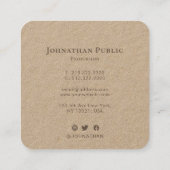 Carte De Visite Carré Rustic Kraft Professional Brush noir Abstrait (Dos)