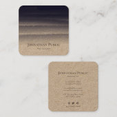 Carte De Visite Carré Rustic Kraft Professional Brush noir Abstrait (Devant / Derrière)