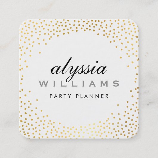 Carte De Visite Carré RUSTIC MINI CONFETTI chic luxe halo tache de feuil (Devant)