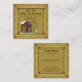 Carte De Visite Carré Rustic Primitive Country Saltbox House et étoiles (Devant / Derrière)