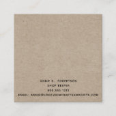 CARTE DE VISITE CARRÉ RUSTIC PRIMITIVE PAYS JOURNAL CABINE SUR KRAFT (Dos)