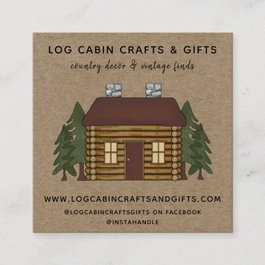 CARTE DE VISITE CARRÉ RUSTIC PRIMITIVE PAYS JOURNAL CABINE SUR KRAFT (Devant)