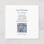 Carte De Visite Carré Rustic Sunflower QR code Boho Navy Blue (Dos)