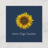 Carte De Visite Carré Rustic Sunflower QR code Boho Navy Blue (Devant)