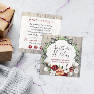 Carte De Visite Carré Rustic Wood & Southern Country Cotton Social Media