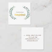 Carte De Visite Carré Rustique, Branche d'olive aquarelle, Fait main (Devant / Derrière)