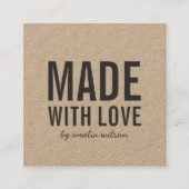 Carte De Visite Carré Rustique élégant simple fait avec amour Papier (Devant)