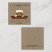 CARTE DE VISITE CARRÉ RUSTIQUE GRUBBY CANDLE DE PAYS PRIMITIF (Devant / Derrière)