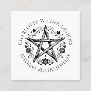 Carte De Visite Carré Rustique Wiccan Pagan Jewelry Designer QR Code