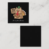 Carte De Visite Carré Sac en papier de Turquie Meow Drôle Thanksgiving C (Devant / Derrière)