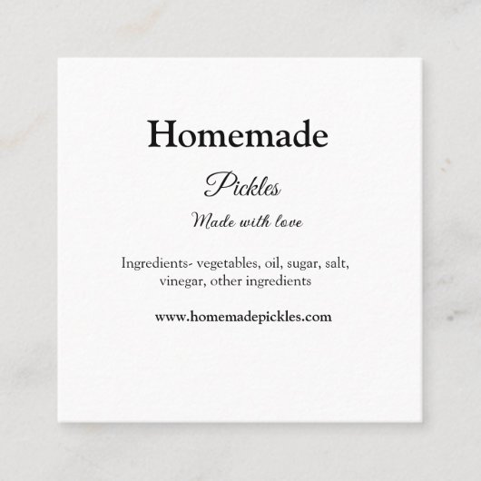 Carte De Visite Carré Sachets maison faits avec amour ajouter texte site (Devant)