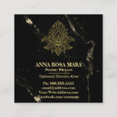 Carte De Visite Carré ~ Sacred Hamsa Gold Marbre Noir Abstrait (Dos)